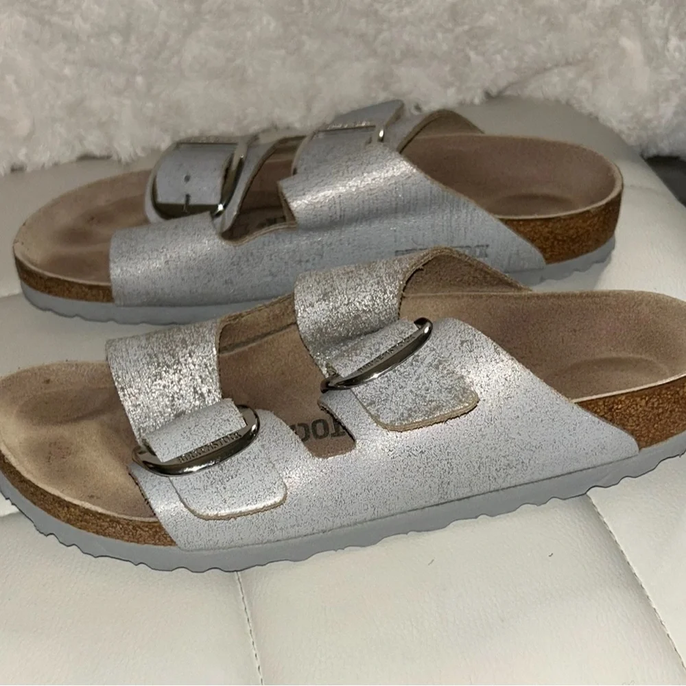 Birkenstock Metallic Gray Sandals - Picture 4 of 9